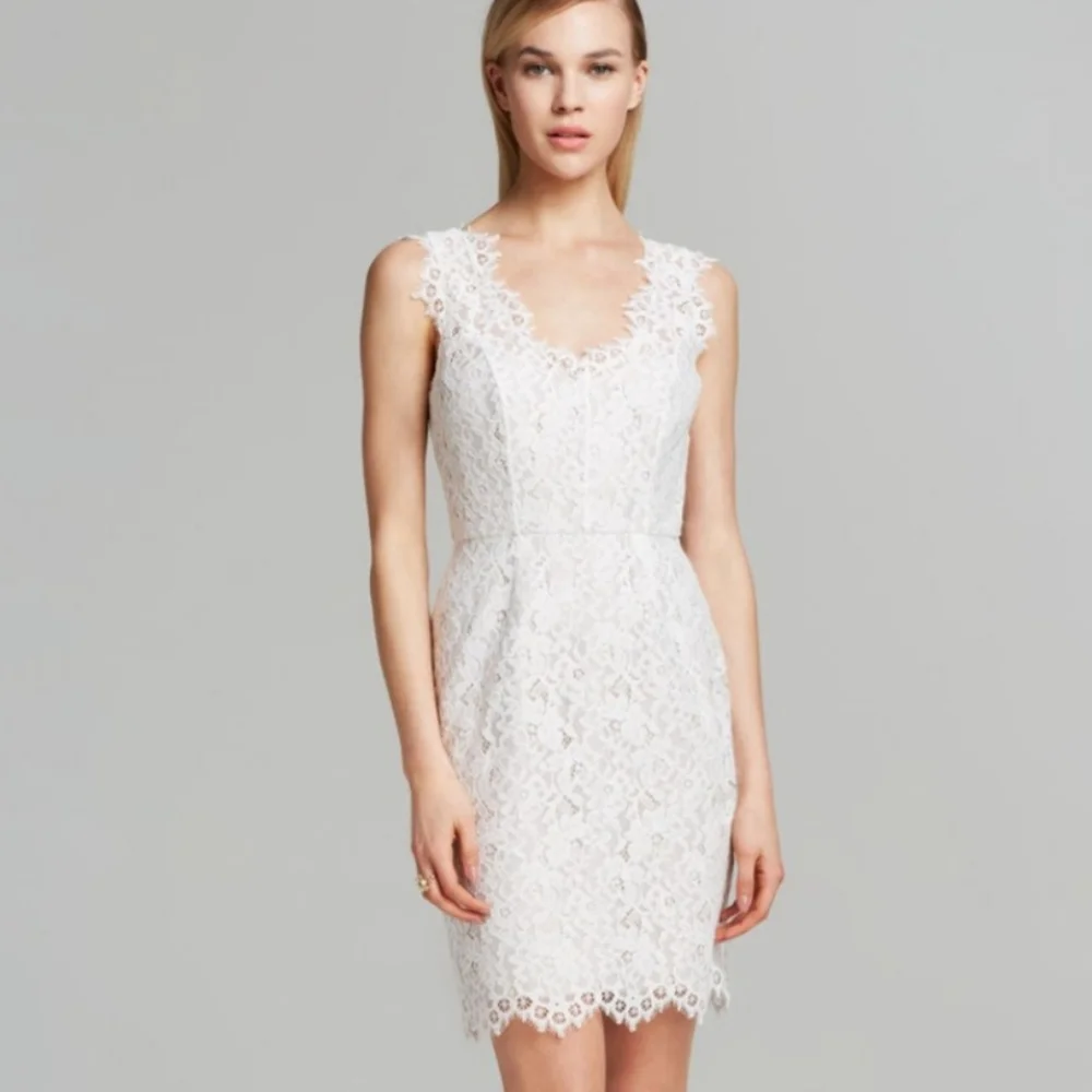 Shoshanna Rose Floral Lace Sheath Dress White 2 - Picture 1 of 6